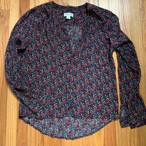 Flowy button up, floral print